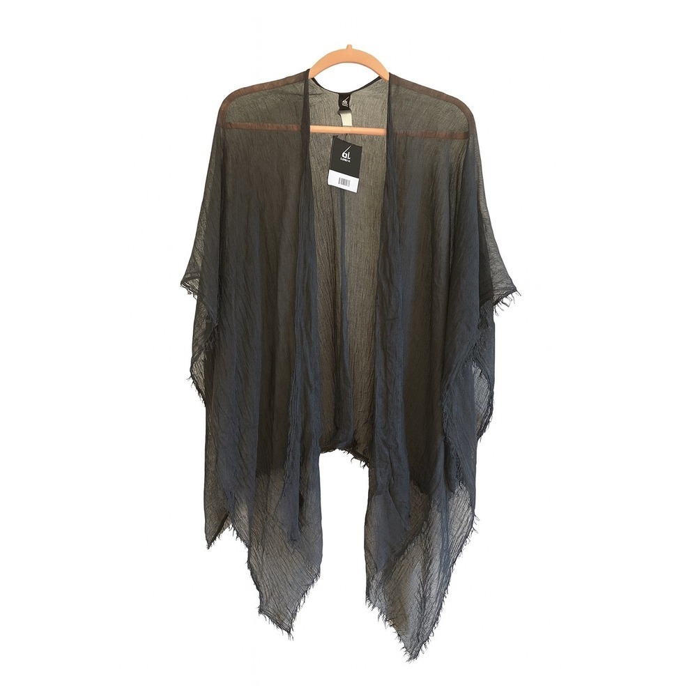 Echo NWT Charcoal Gray Gauze Silk Scarf / Wrap with Fringe MSRP $49